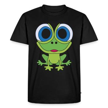 Green frog with big eyes Design with toad - Men's Premium Organic T-Shirt - black - Front - Nico (187cm)