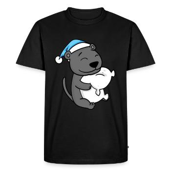 cute black panther with pillow and sleeping cap - Men's Premium Organic T-Shirt - black - Front - Nico (187cm)