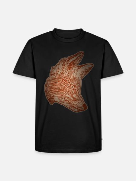Fuchs Waldtier Design mit Tierkopf - Männer Premium Bio T-Shirt - Schwarz