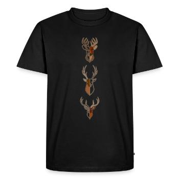 Trois cerfs gris - Forest Animal Graphic Design - T-shirt Premium bio Homme - noir - Devant - Nico (187cm)