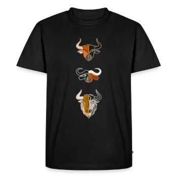 3 cattle animal head motif imprint - Men's Premium Organic T-Shirt - black - Front - Nico (187cm)