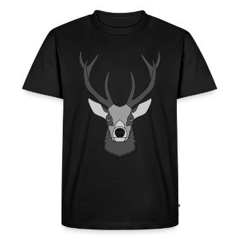 Bois de cerf rouge avec bois de cerf - T-shirt Premium bio Homme - noir - Devant - Nico (187cm)