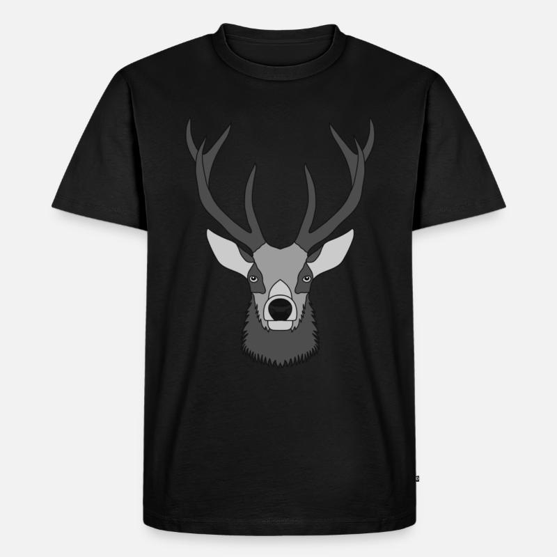 Rothirsch Geweih mit Hirschgeweih - Männer Premium Bio T-Shirt - Schwarz