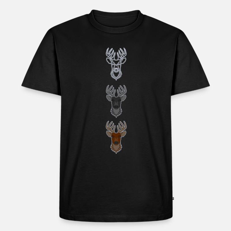 Rothirsch Geweih mit Hirschgeweih - Männer Premium Bio T-Shirt - Schwarz