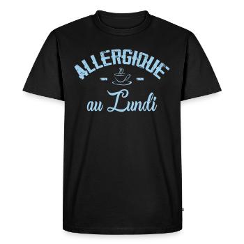 Allergique au Lundi - T-shirt Premium bio Homme - noir - Devant - Nico (187cm)
