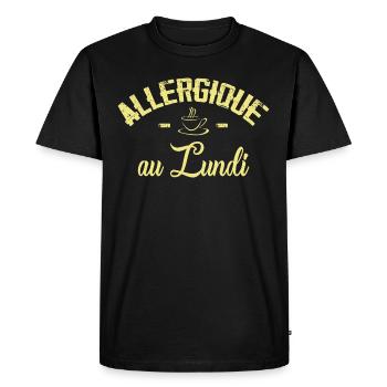 Allergique au Lundi - T-shirt Premium bio Homme - noir - Devant - Nico (187cm)