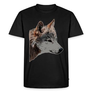 Wolf's head wild animal motif print with wolf - Men's Premium Organic T-Shirt - black - Front - Nico (187cm)