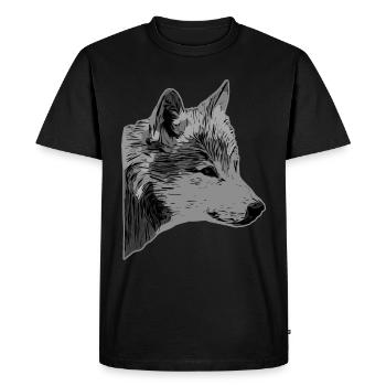 Wolf's head wild animal motif print with wolf - Men's Premium Organic T-Shirt - black - Front - Nico (187cm)