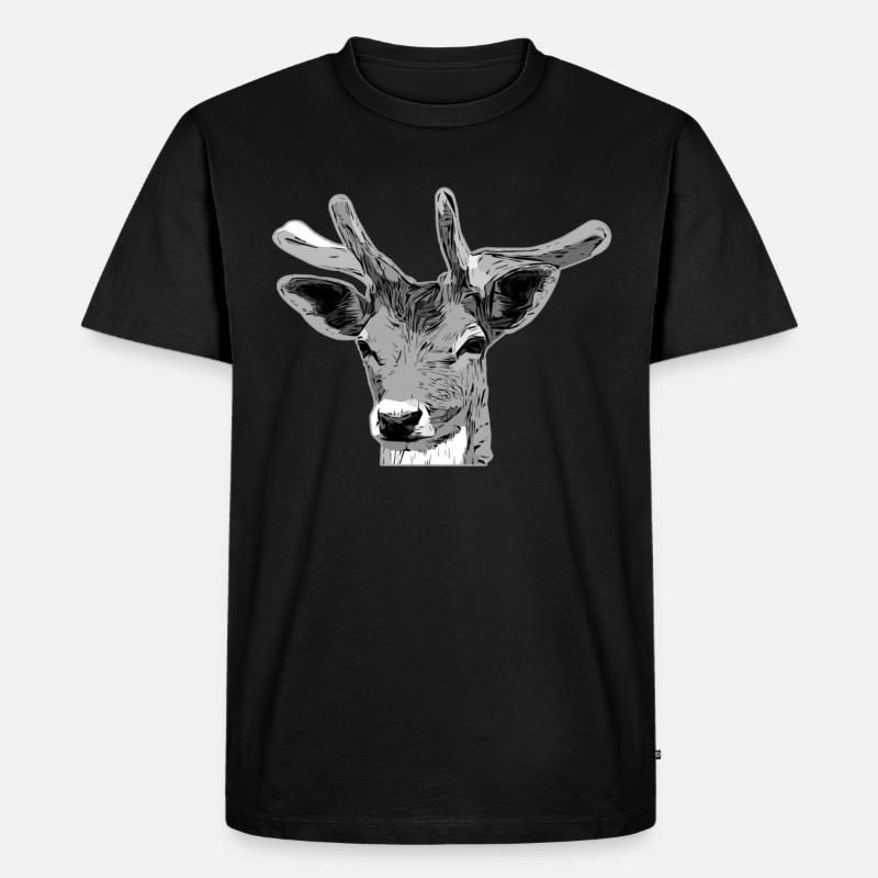 Hirsch Waldtier Design - Männer Premium Bio T-Shirt - Schwarz