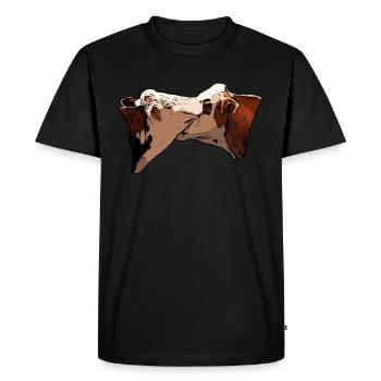 2 beef animal head motif print with bull - Men's Premium Organic T-Shirt - black - Front - Nico (187cm)