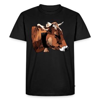 Farmer Cattle Animal Head Motif Print with Bull - Men's Premium Organic T-Shirt - black - Front - Nico (187cm)