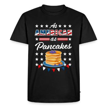 As American As Pancakes 4th of July USA - Men's Premium Organic T-Shirt - black - Front - Nico (187cm)