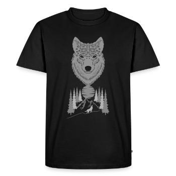 Wolf's head wild animal motif print with wolf - Men's Premium Organic T-Shirt - black - Front - Nico (187cm)