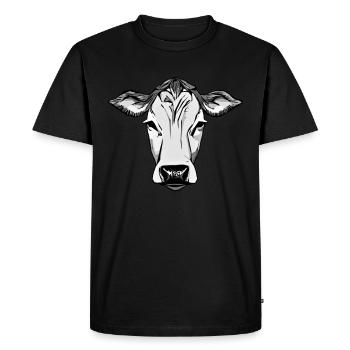 Cow Farm Motif Print - Men's Premium Organic T-Shirt - black - Front - Nico (187cm)
