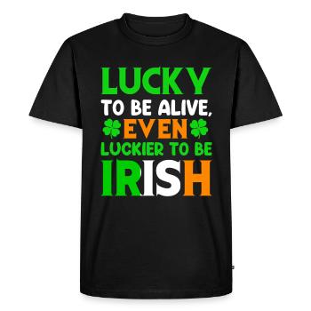 Bière irlandaise chanceuse de la Saint-Patrick - T-shirt Premium bio Homme - noir - Devant - Nico (187cm)