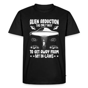 Enlèvement extraterrestre drôle de beaux-parents humour - T-shirt Premium bio Homme - noir - Devant - Nico (187cm)