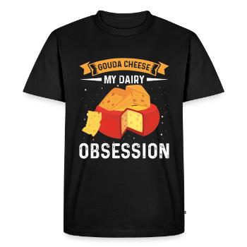Gouda Obsession Cheese Addiction Cheese - T-shirt Premium bio Homme - noir - Devant - Nico (187cm)