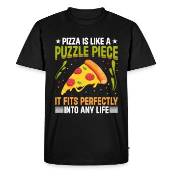 Pizza Pizza Slice Puzzle - T-shirt Premium bio Homme - noir - Devant - Nico (187cm)