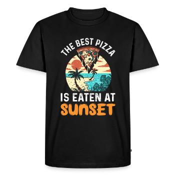 Pizza Sunset Pizza Love - Men's Premium Organic T-Shirt - black - Front - Nico (187cm)