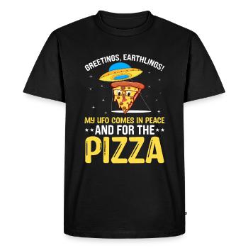 Extraterrestrial Ufo Pizza Peace - Men's Premium Organic T-Shirt - black - Front - Nico (187cm)