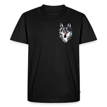 Wolf's head wild animal motif print with wolf - Men's Premium Organic T-Shirt - black - Front - Nico (187cm)
