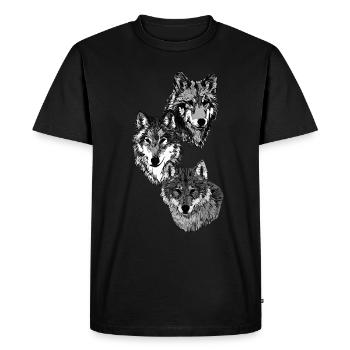 Three wolf heads in grey - Men's Premium Organic T-Shirt - black - Front - Nico (187cm)
