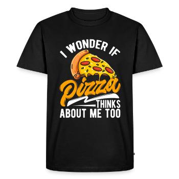 Pizza Just think of cheese pizza pizza slice - Men's Premium Organic T-Shirt - black - Front - Nico (187cm)
