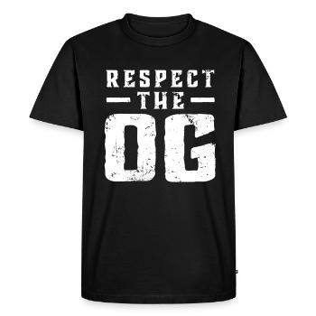 Respect The OG Original Gangsta Calligraphy - Men's Premium Organic T-Shirt - black - Front - Nico (187cm)