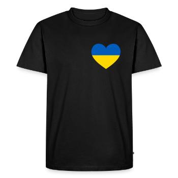 Ukraine Heart Flag Ukrayina Patriot Fan - Men's Premium Organic T-Shirt - black - Front - Nico (187cm)