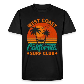 Californie Côte Ouest Surf Vagues Palmiers Été - T-shirt Premium bio Homme - noir - Devant - Nico (187cm)