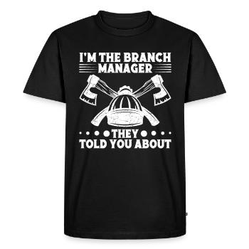 Arborist Equipment Lumberjack Tools Wooden Barrels - Men's Premium Organic T-Shirt - black - Front - Nico (187cm)