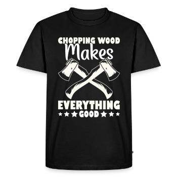 Outils d’arboriste Équipement de bûcheron Barils en bois - T-shirt Premium bio Homme - noir - Devant - Nico (187cm)
