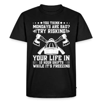 Lumberjack Equipment Arborist Kit Wood Chopping - Men's Premium Organic T-Shirt - black - Front - Nico (187cm)
