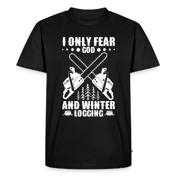 Wood chopping tools Lumberjack equipment Braces - Men's Premium Organic T-Shirt - black - Front - Nico (187cm)