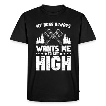 Arboriste corde tronçonneuse bois coupe bûcheron - T-shirt Premium bio Homme - noir - Devant - Nico (187cm)