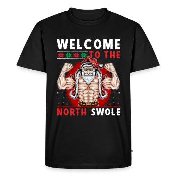 Santa Liftmas Bodybuilding Christmas Gym - Men's Premium Organic T-Shirt - black - Front - Nico (187cm)