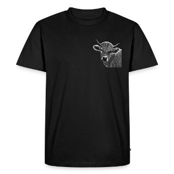 Cow Farm Motif Print - Men's Premium Organic T-Shirt - black - Front - Nico (187cm)