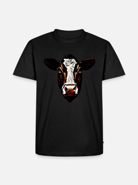 Cow Farm Motif Print - Men's Premium Organic T-Shirt - black