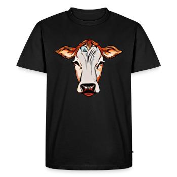 Cow Farm Motif Print - Men's Premium Organic T-Shirt - black - Front - Nico (187cm)