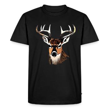 Bois de cerf élaphe avec bois de cerf - T-shirt Premium bio Homme - noir - Devant - Nico (187cm)