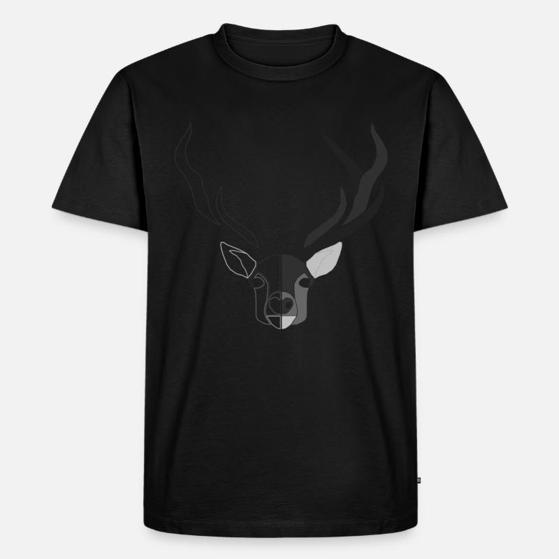 Rothirsch Geweih mit Hirschgeweih - Männer Premium Bio T-Shirt - Schwarz