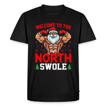Santa Noth Swole Liftmas Bodybuilding Christmas - Men's Premium Organic T-Shirt - black - Front - Nico (187cm)