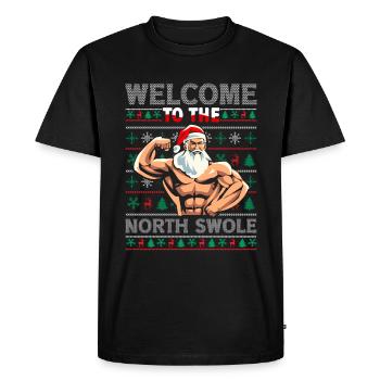 Santa North Swole Liftmas Bodybuilding Christmas - Men's Premium Organic T-Shirt - black - Front - Nico (187cm)
