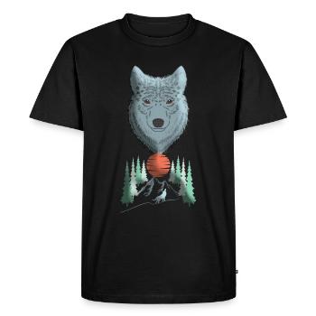 Wolf head animal motif print with wolf - Men's Premium Organic T-Shirt - black - Front - Nico (187cm)