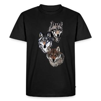 Wolf head animal motif print with wolf - Men's Premium Organic T-Shirt - black - Front - Nico (187cm)