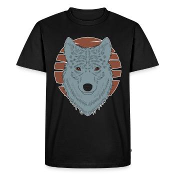Wolf head animal motif print with wolf - Men's Premium Organic T-Shirt - black - Front - Nico (187cm)