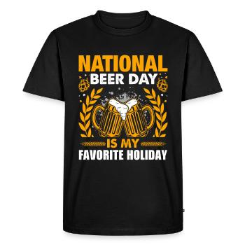 National Beer Day, Father's Day, Beer Drinkers, Booze - Men's Premium Organic T-Shirt - black - Front - Nico (187cm)