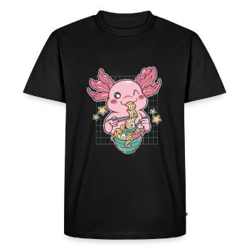 Funny Axolotl Ramen - Men's Premium Organic T-Shirt - black - Front - Nico (187cm)