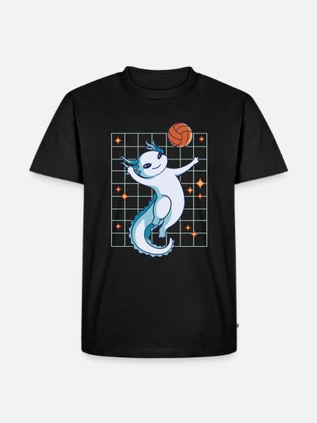 Funny Axolotl Basketball - Men's Premium Organic T-Shirt - black