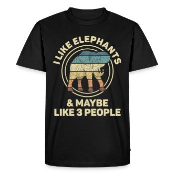 Éléphant Animal amour Design Vintage - T-shirt Premium bio Homme - noir - Devant - Nico (187cm)